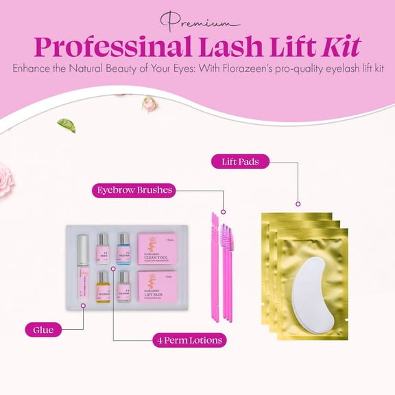 Florazeen Lash Lift Kit for Beginners and Professional Salons; Eyelash Lamination Perm Kit