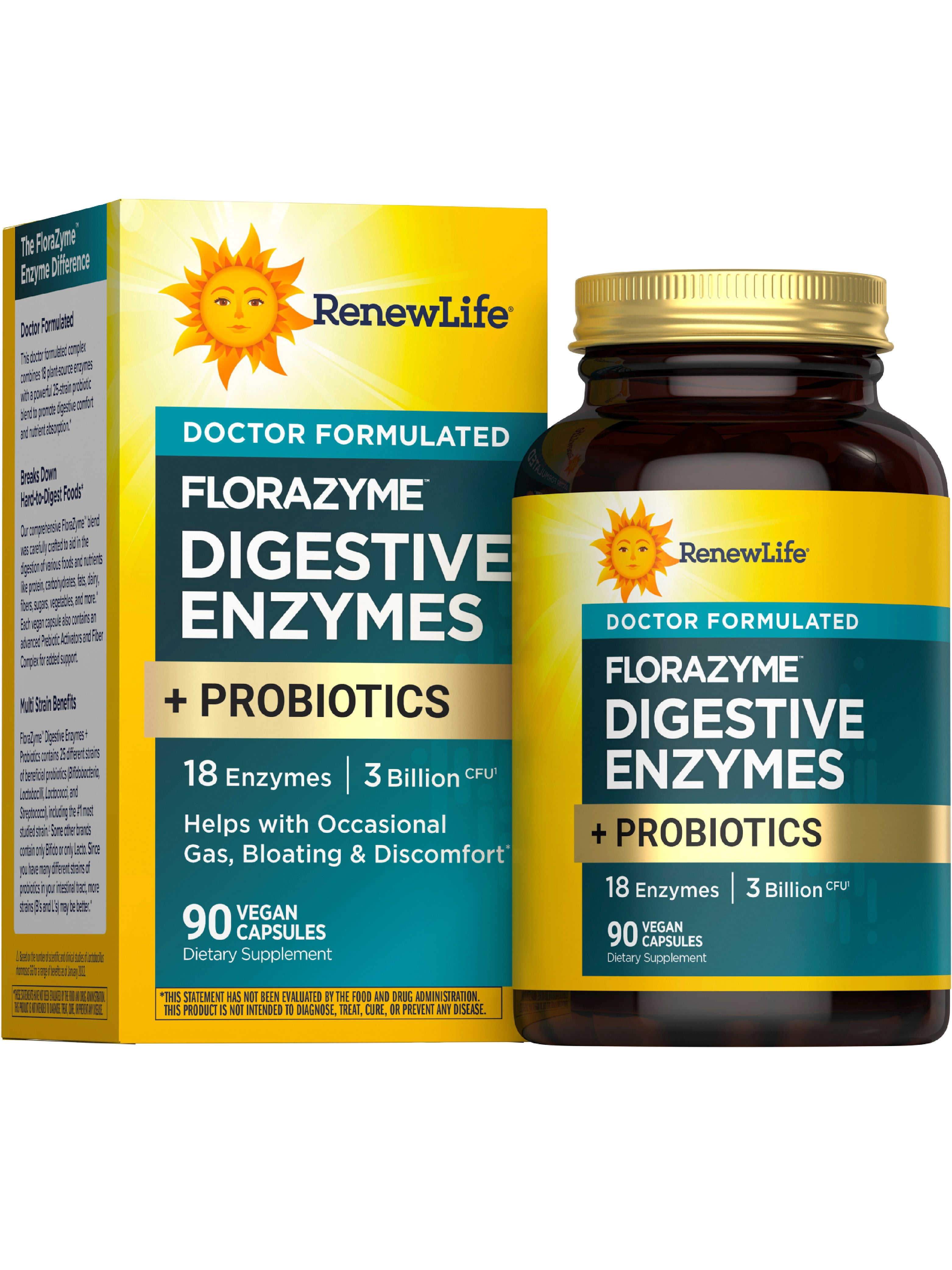 Renew Life Florazyme Digestive Enzymes Probiotics 90 Vegan