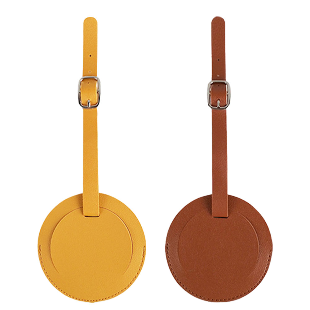 Dachshund Wiener Dog Round Leather Luggage ID Tag Suitcase Carry On