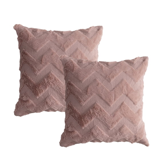 FloreceBien Pack of 2 Soft Plush Short fleece Velvet Decorative Embrace Pillowcase Plush Style cushion Cover Sofa, 18x18 inches