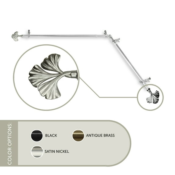 Florence 13/16 inch Corner Window Curtain Rod 120-170" - Satin Nickel