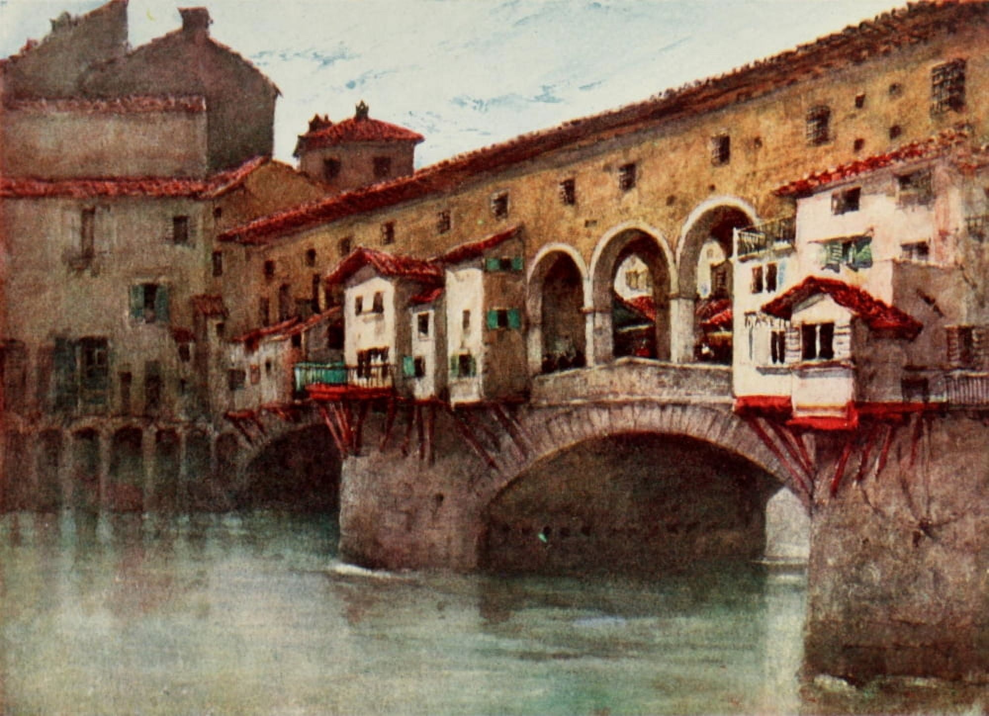 Florence 1912 East side of the Ponte Vecchio Canvas Art - RC Goff (24 x 36)
