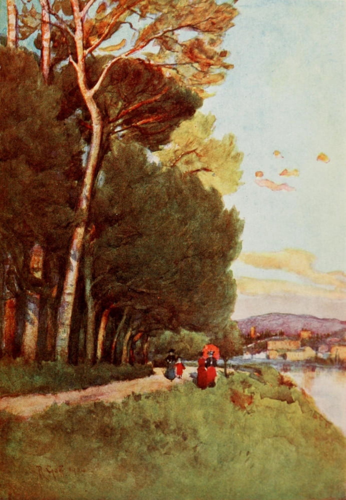 Florence 1912 In the public park Canvas Art - RC Goff (24 x 36)