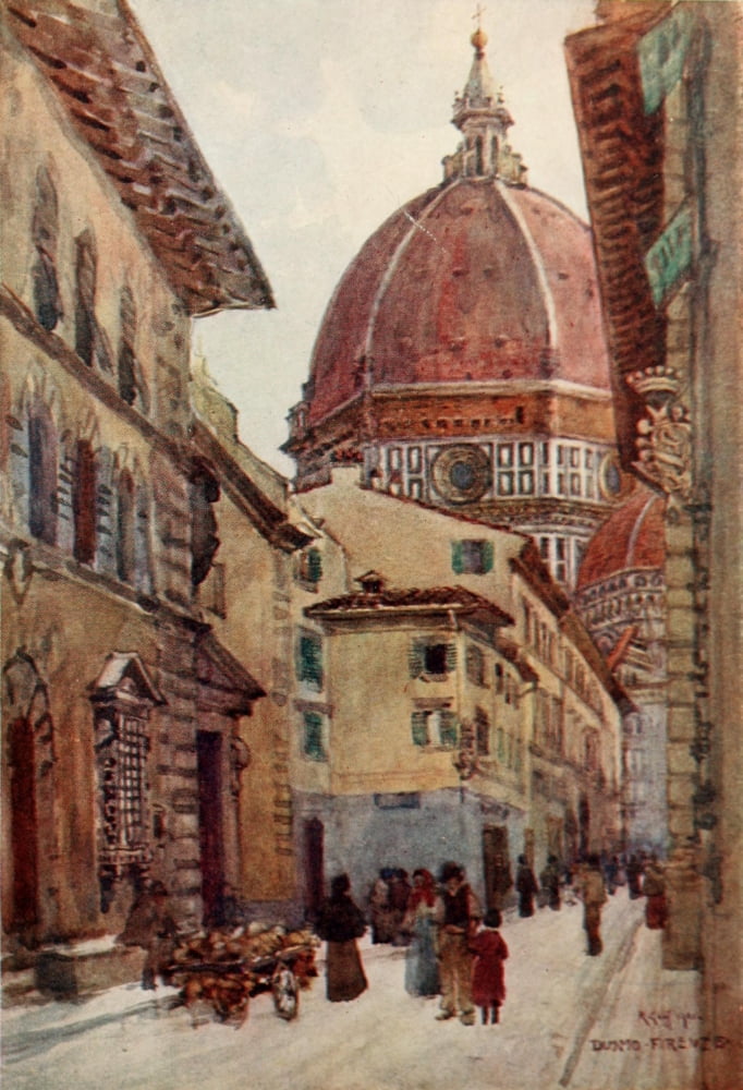 Florence 1912 Via de Servi Canvas Art - RC Goff (18 x 24)