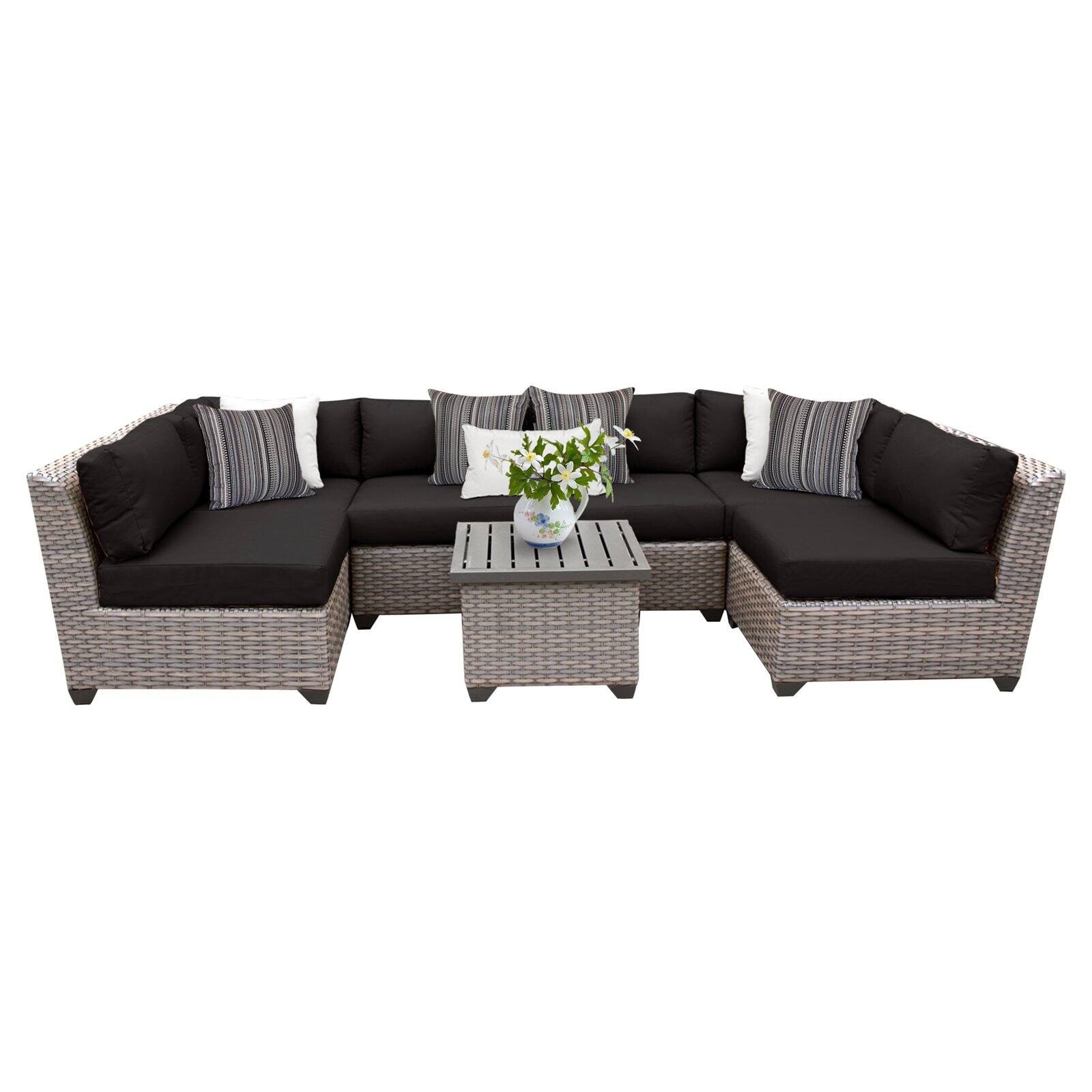 Florence 7 Piece Outdoor Wicker Patio Furniture Set 07c in Black - image 1 of 2