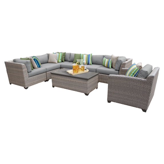 TK Classics Florence 8 Piece Outdoor Wicker Patio Furniture Set 08d
