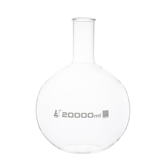 Florence Boiling Flask, 20,000ml - Flat Bottom, Narrow Neck, Beaded Rim - Borosilicate Glass - Eisco Labs