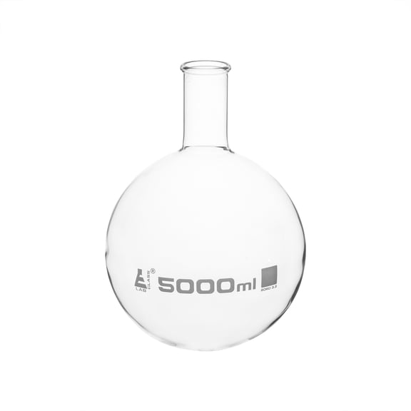 Florence Boiling Flask, 5000ml - Round Bottom, Narrow Neck, Beaded Rim - Borosilicate Glass - Eisco Labs