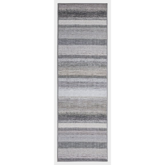 Florence Brown 3 ft. x 9 ft. Machine Washable Stripe Indoor Area Rug