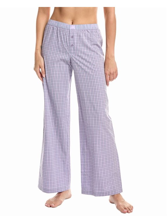 womens Micro Plaid Pant, s, Purple