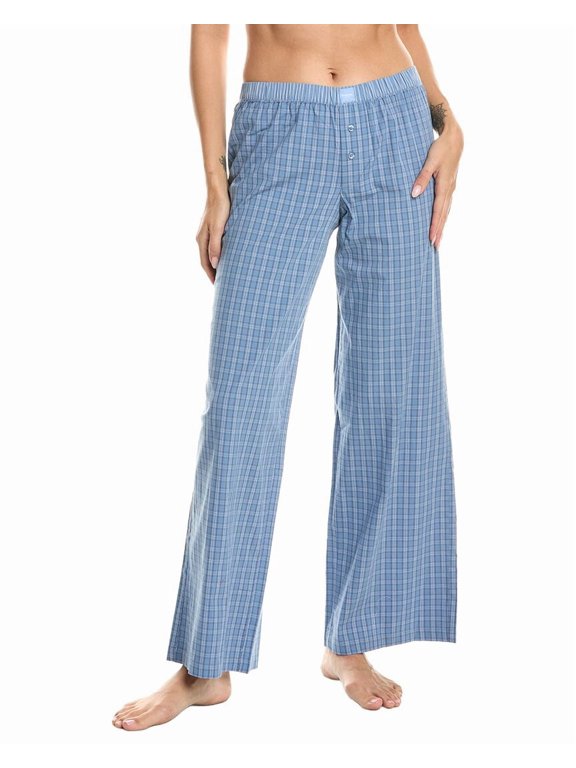 womens Micro Plaid Pant, xs, Blue