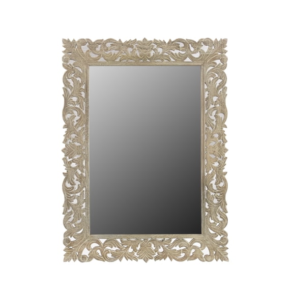 Florence Carved Accent Mirror Warm Stone Gray