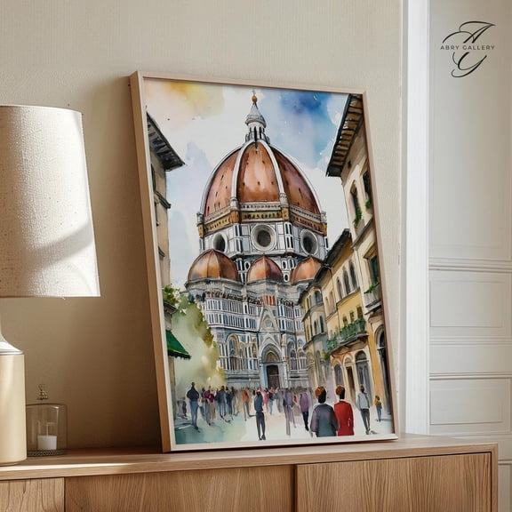 Florence Cathedral Art Poster: Italian Landmark, Tuscany Wall Decor, Unframed Poster Size 24x36