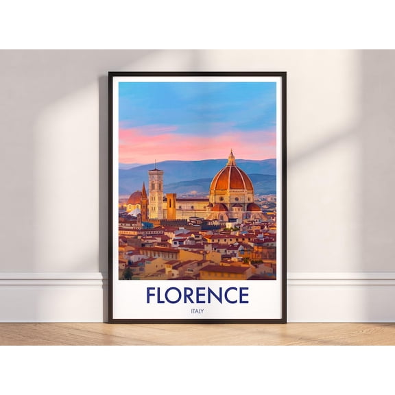 Florence Cathedral Dusk Print: Santa Maria del Fiore, Italy Travel Poster 8x10 UNFRAMED