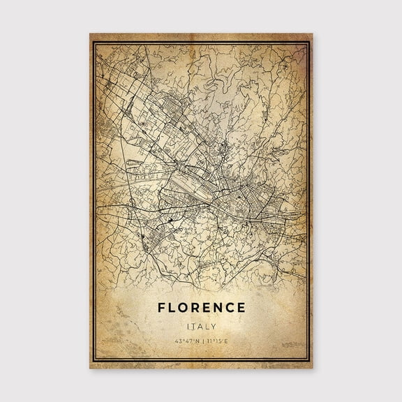 Florence City Map Art Print: Modern Vintage Wall Decorfor Living Room Bedroom Office Farmhouse Neutral Home Artwork Ready to Hang 8x12 inch