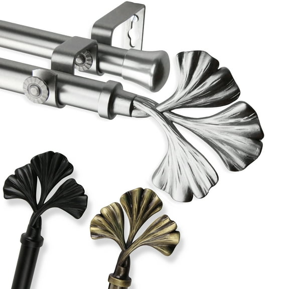 Florence Double 13/16 inch dia. Curtain Rod 120-170" - Antique Brass