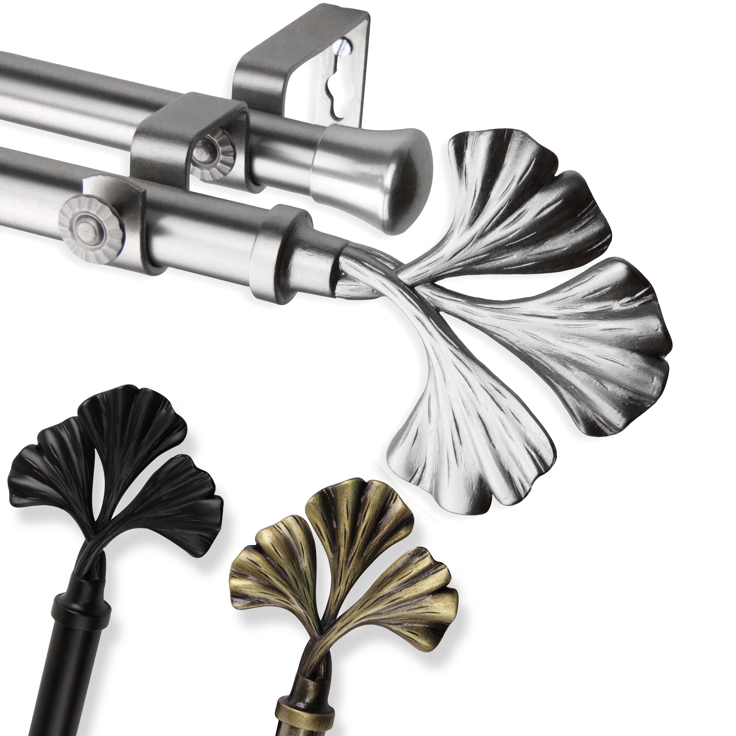 Florence Double 13/16 inch dia. Curtain Rod 28-48" - Satin Nickel