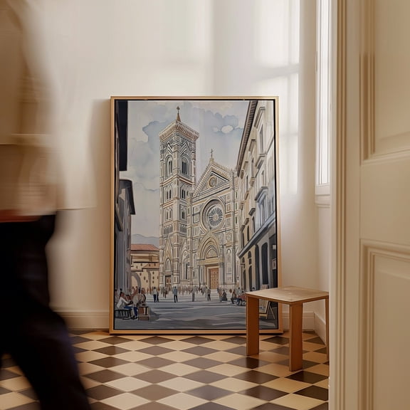 Florence Duomo Poster, Italy Travel Poster, Window Wall Art, Toscana Illustration, Italy Lover Gift, Firenze Home Decor928, Unframed Poster Size 8x12