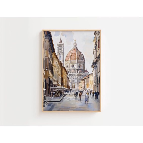 Florence Duomo Print, Italy Travel Poster, Window Wall Art, Toscana Illustration, Italy Lover Gift, Firenze Home Decor, Size 8x12 UNFFRAMED F03.1.8l2322