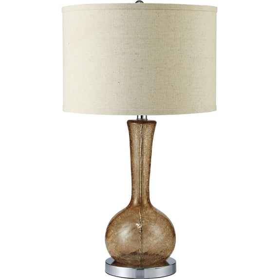 Florence Flask Shaped Table Lamp with Drum Shade Silver and Brown - Saltoro Sherpi