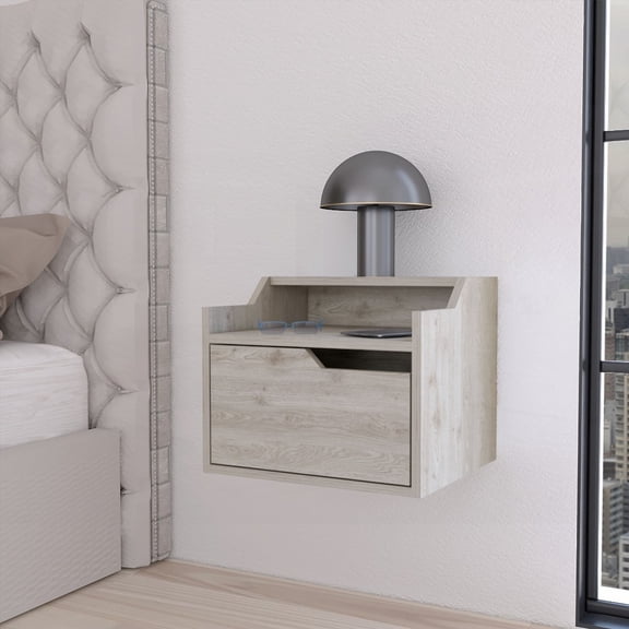 Florence Floating Nightstand - Dual-Shelf Display, Suitable for Any Bedroom Size