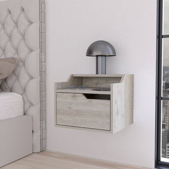Florence Floating Nightstand With Drawer And -Shelf Display