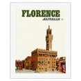 thumbnail image 1 of Florence Italy - Alitalia Airlines - Palazzo Vecchio (The Old Palace) - Vintage Airline Travel Poster c.1966 - Fine Art Rolled Canvas Print 20in x 26in, 1 of 4