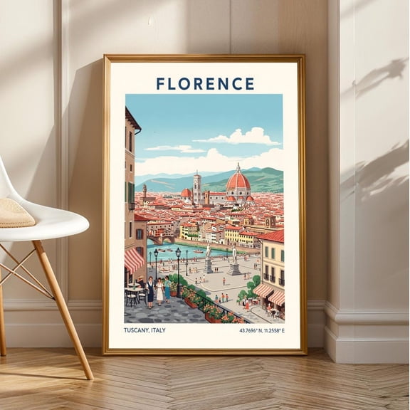 Florence Italy Art Print: Vintage Travel Poster, Unframed Poster Size 24x36