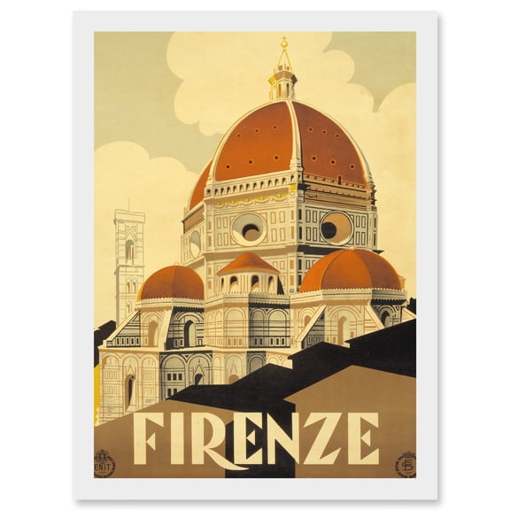 Florence Italy Basilica Santa Maria Fiore A4 Artwork Framed Wall Art Print