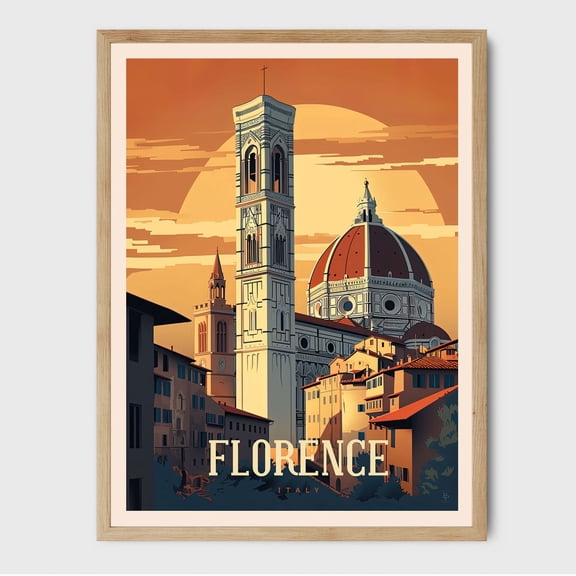 Florence Italy City Poetry Illustration Wall Art 5, Unframed Paper Poster 8x10in