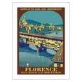 thumbnail image 1 of Florence Italy - FIRENZE Ponte Vecchio - Paris-Lyon-Méditerranée (PLM) River Arno - Vintage Travel Poster by Roger Broders c.1921 - Bamboo Fine Art 290gsm Paper Print (Unframed) 18x24in, 1 of 4
