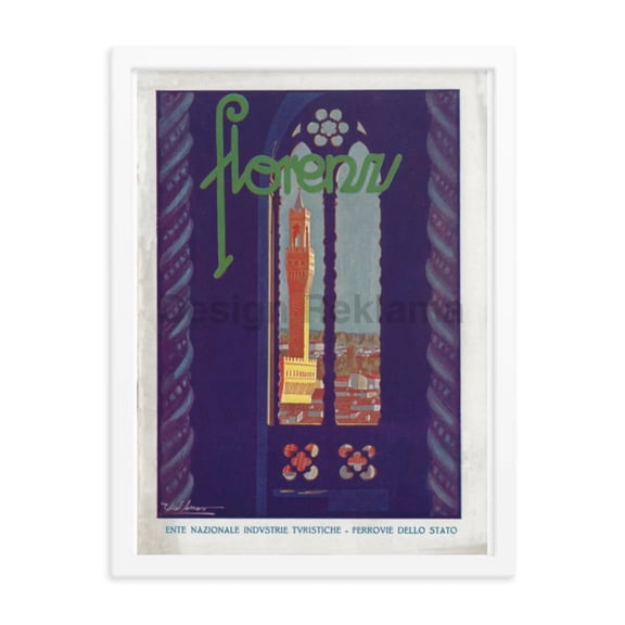 Florence, Italy Poster, circa 1930. Framed Vintage Travel Poster