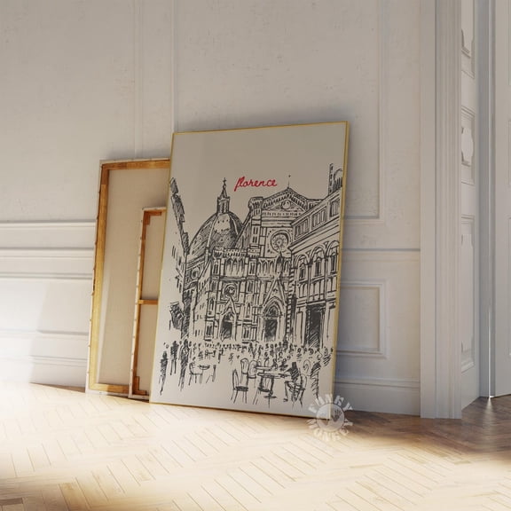 Florence Italy Retro Travel Landmark Wall Art, Unframed Paper Print Size 8x12