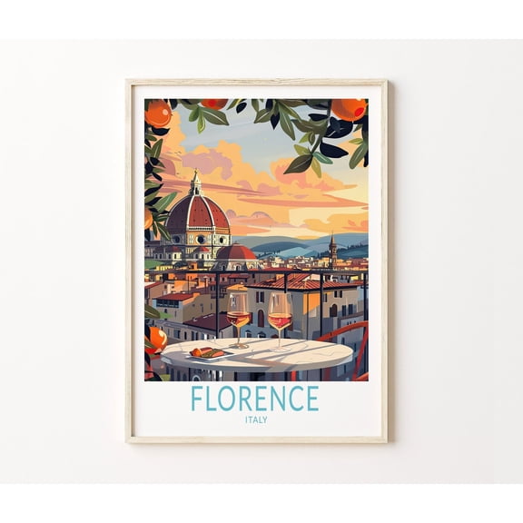 Florence Italy Sunset City Travel Wall Art 2, Unframed Paper Poster 8x10in