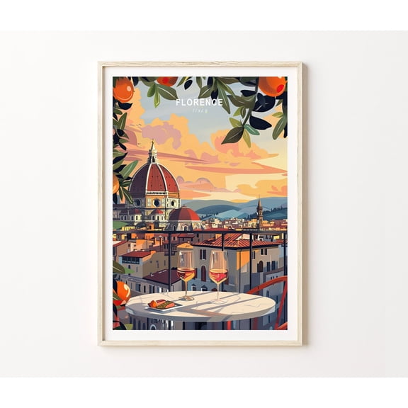 Florence Italy Sunset Spritz Home Decor Unframed Paper Print