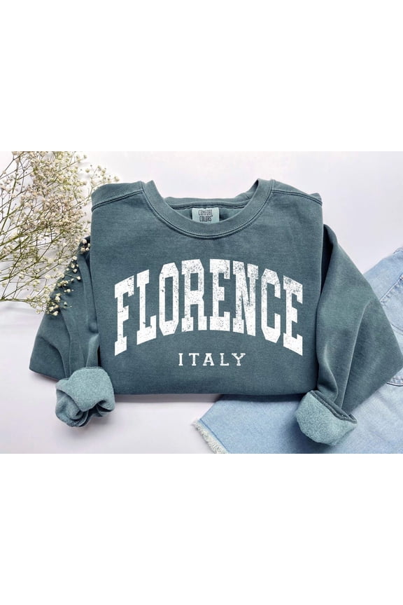 Florence Italy Sweatshirt: Vintage Collegiate Crewneck, Travel Apparel Tshirt All Size S-5XL