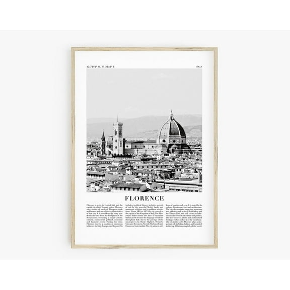 Florence Italy Travel Poster, Black And White Travel Print, Firenze City Wall Art, Italy Poster, Coordinate Prints Wall Art, Modern Wall Decor, 8x12 UNFRAMED