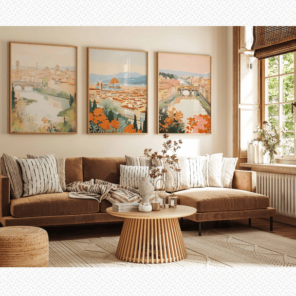 Florence Italy Travel Vintage Floral City Poster Set 3 Prints Set 3 , Poster Only