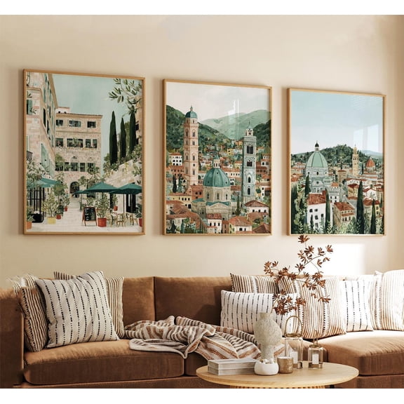 Florence Italy Vintage Landscape Art Set 3 Unframed Paper Print