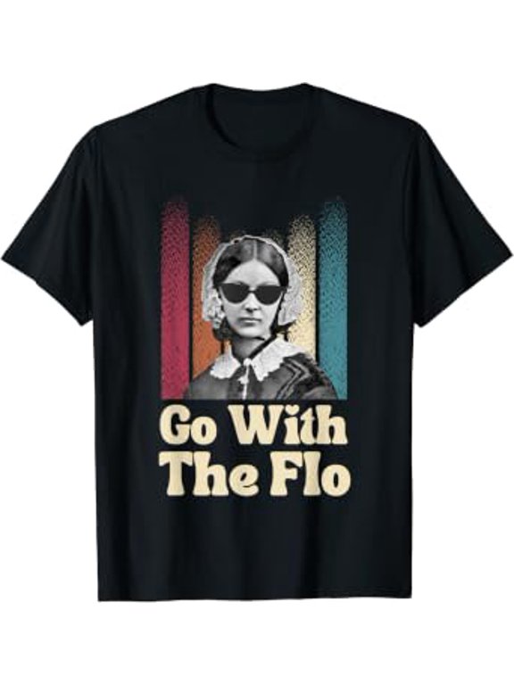 Florence Nightingale Go With The Flo Nurse Graphic T-Shirt, Size S-5XL