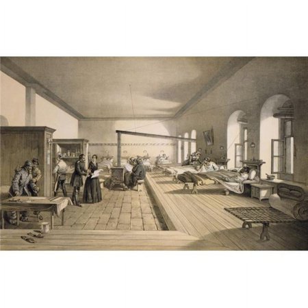 Florence Nightingale In One of The Wards of The Hospital At Scutari From Print Published 1856 After A Picture by William Simpson Lithograph by E.Walker Poster Print, 18 x 11