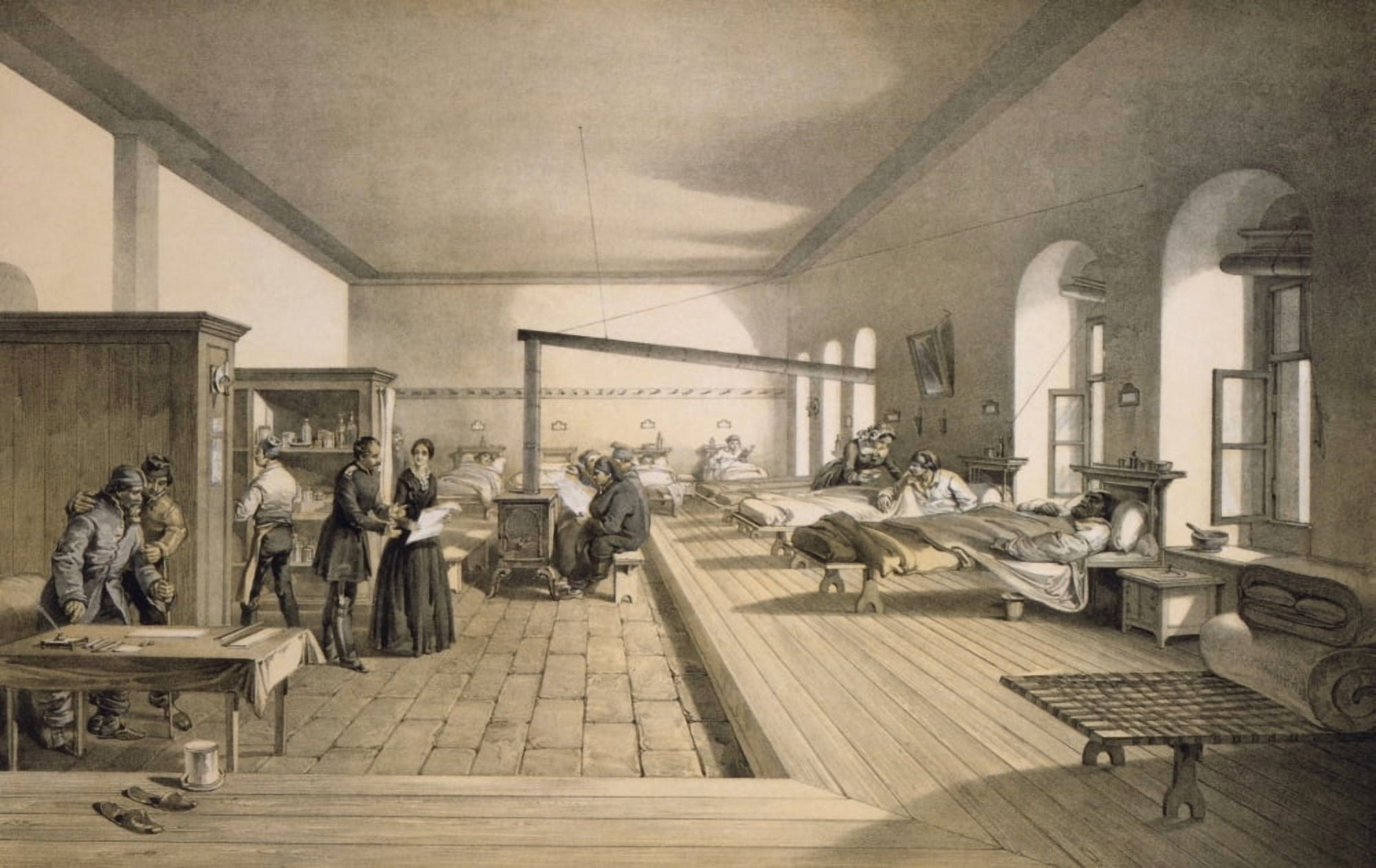 Florence Nightingale In One Of The Wards Of The Hospital At Scutari From Print Published 1856 After A Picture By William Simpson Lithograph By EWalker Canvas Art - Ken Welsh Design Pics (18 x 11)