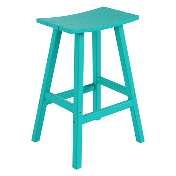 Florence Outdoor 29" HDPE Plastic Saddle Seat Barstool in Turquoise