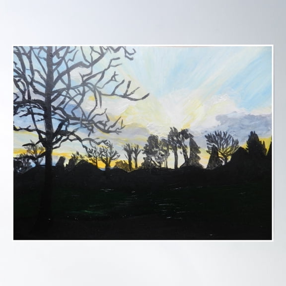 Florence Park Winter Sunset Poster Wall Art, Modern Wall Decor, 24x36 UNFRAMED