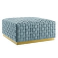 thumbnail image 1 of Modway Florence Square Performance Velvet Ottoman, Blue/Gold, 1 of 2