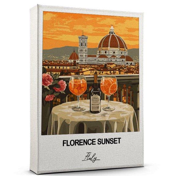 Florence Sunset Travel Poster Canvas Italy Canvas Unique Gift Idea for Home, Office, or Living Space