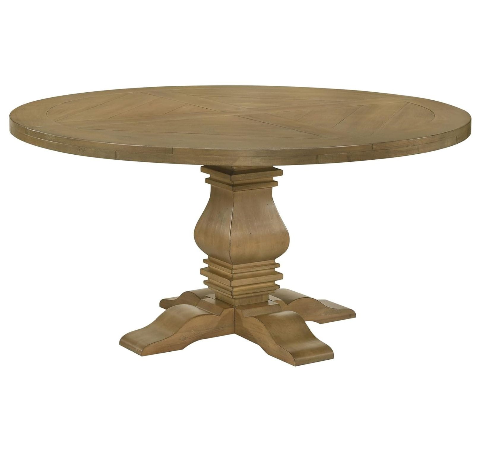 Florence Traditional 60-inch Round Pedestal Dining Table Planked Wood ...