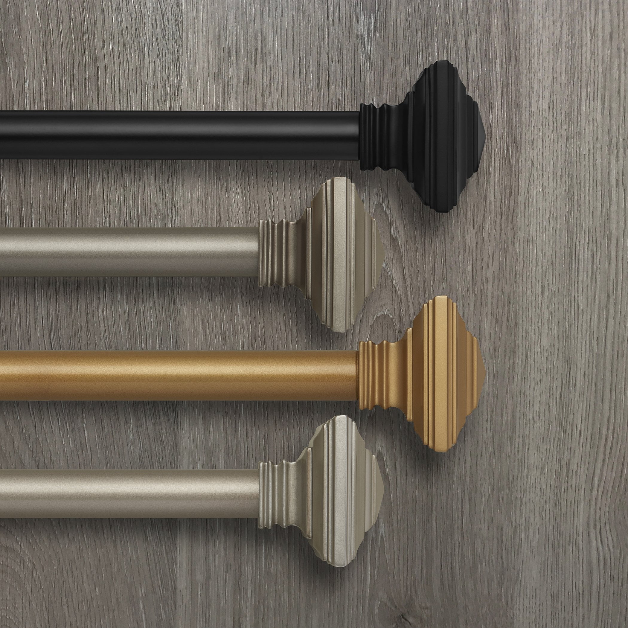 Florence Polished Nickel Adjustable Curtain Rod with Square Finials