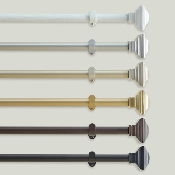 Threadmade Florence Single Curtain Rod with Stacked Square Finial, Polished Nickel - 86"W x 120"L