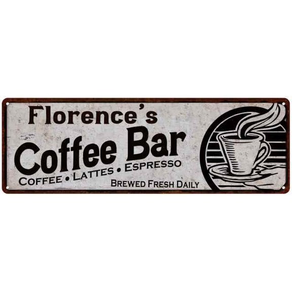 Florence's Coffee Bar Sign Kitchen Decor 6x18 206180007108